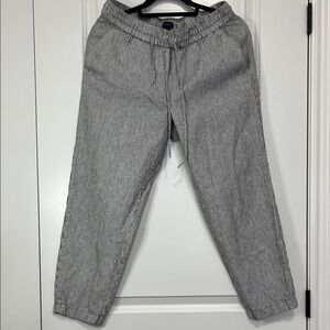 J Crew Black and White stripe Cotton and Linen summer jogger.